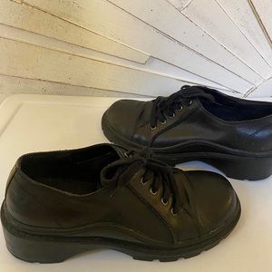 Vintage Leather Black Y2k 90's Oxford Chunky Shoes